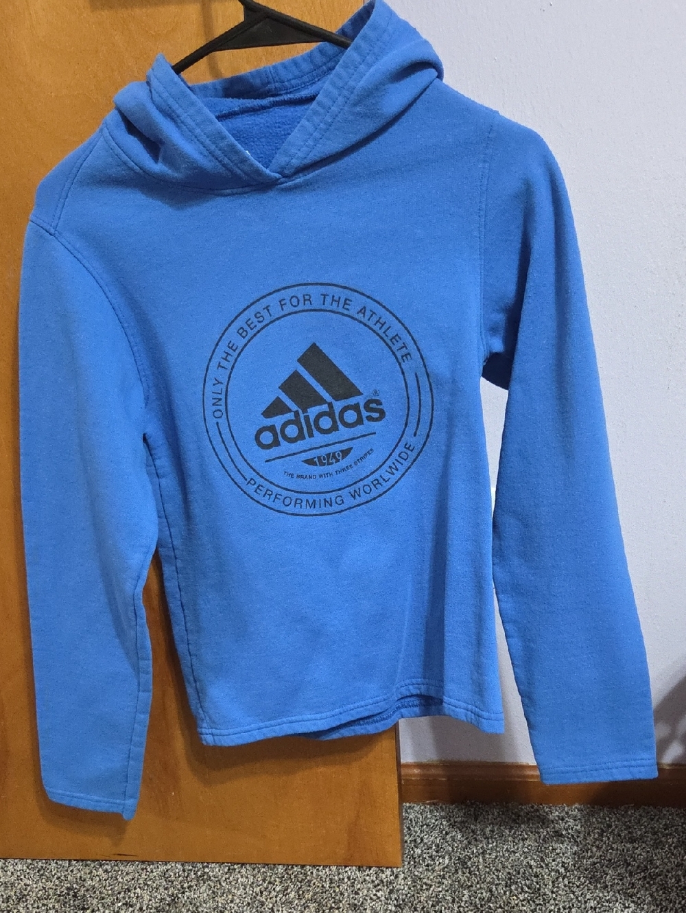 adidas Kids Blue Hooded Sweatshirt with Logo
